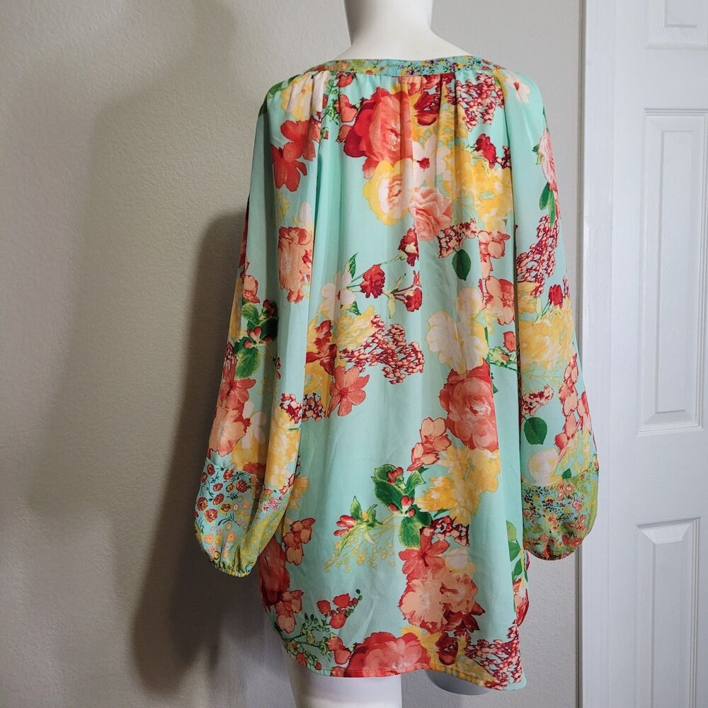 Fig & Flower Large Blouse Patchwork Button V-Neck… - image 3